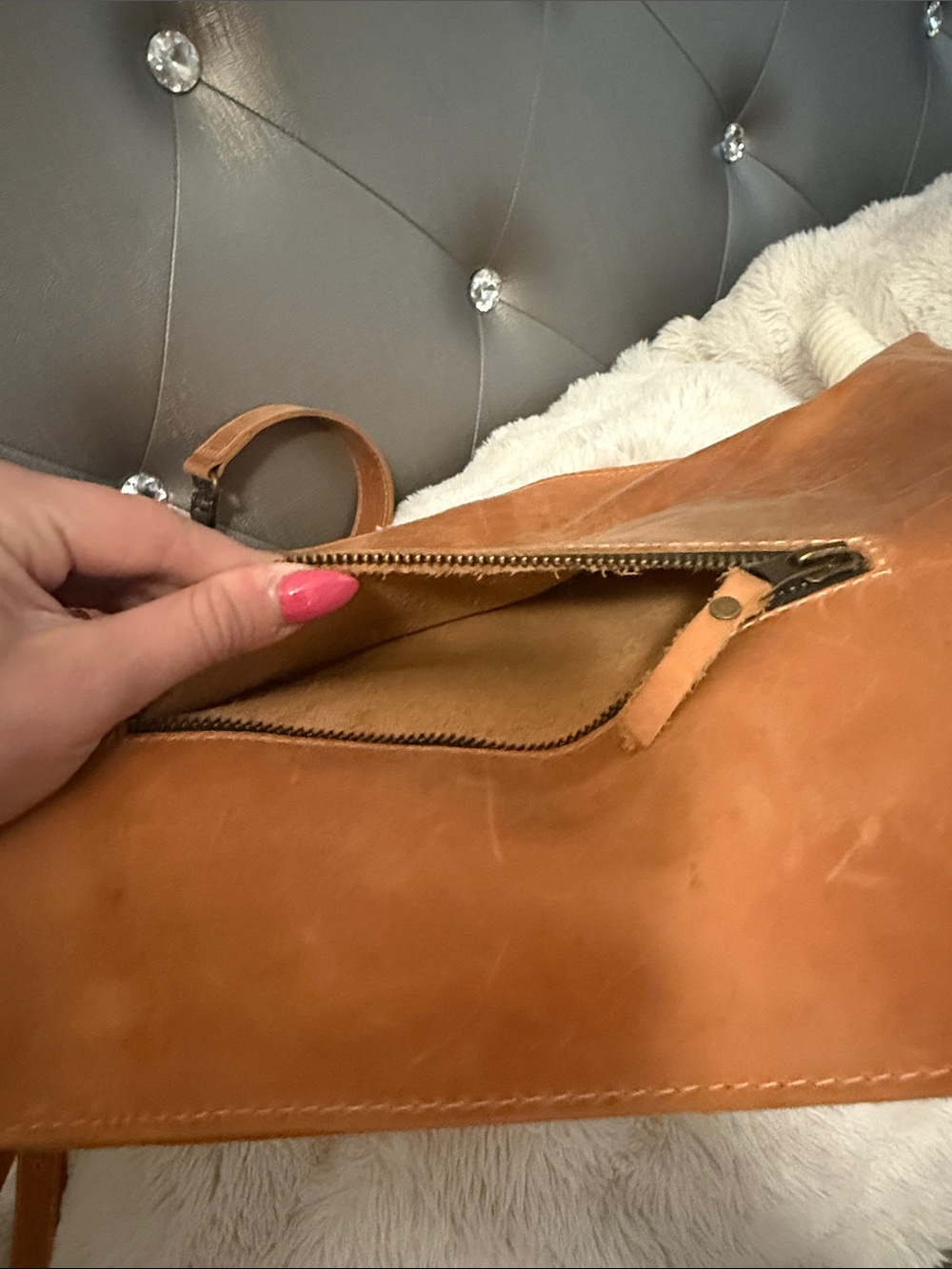 Classic Tan Leather Tote Shoulder Bag- CUSTOM !! - Picture 2 of 9